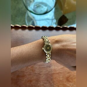 Express Women’s Gold Tone Quartz Bracelet Watch Black Face